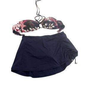 Tommy Hilfiger Women’s Swimsuit Bikini Top & Anne Cole Bottoms Size L Blue with